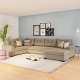 Sofá De Canto 6 Lugares Com Chaise Direito Cannes Suede Animale Cinza