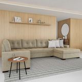 Sofá De Canto 6 Lugares Com Chaise Direito Versalhes Suede Animale Cinza