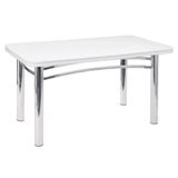 Mesa De Jantar Paula Retangular Cromada E Branca 150 Cm