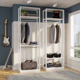 Conjunto Com Guarda-roupa Closet Cabideiro E Guarda-roupa Modulado Clothes Branco