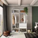 Conjunto Com Guarda-roupa Closet Cabideiro E Guarda-roupa Modulado Clothes 3 Gv Branco