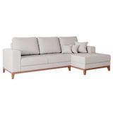 Sofá 3 Lugares Belgrado com Chaise Direito Linho Cru 230 cm