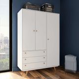 Guarda-roupa Casal Passos 3 Pt 3 Gv Branco Acetinado