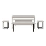 Conjunto De Mesa De Jantar Com 2 Bancos E 2 Banquetas Studio Branco Chess E Preto