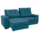 Sofá 3 Lugares Retrátil E Reclinável Biarritz Suede Azul Turquesa