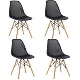 Cadeira Eloá Original Rivatti Releitura Charles Eames Eiffel Kit Com 4 - Preto