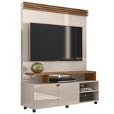 Estante Home Theater Para Tv 55 Pol. Berlim Off White/madero Canela - Lukaliam Móveis