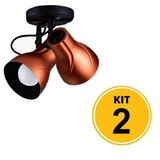 Kit 2 Spot de Sobrepor Direcionável Duplo Octa Plus 2xE27 - Cobre