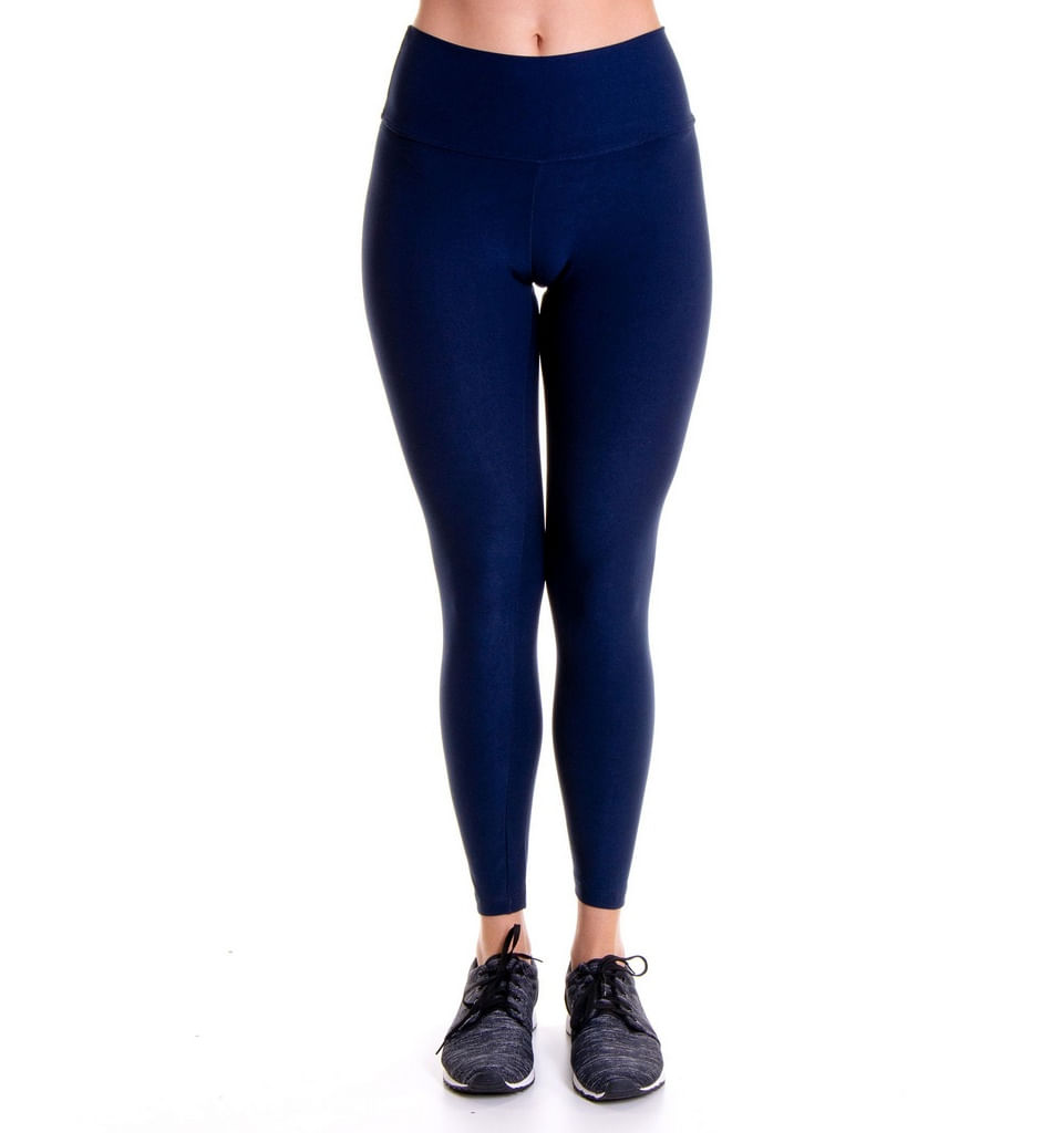 Calça Legging Básica Azul Liso Poliéster - M (44-46)