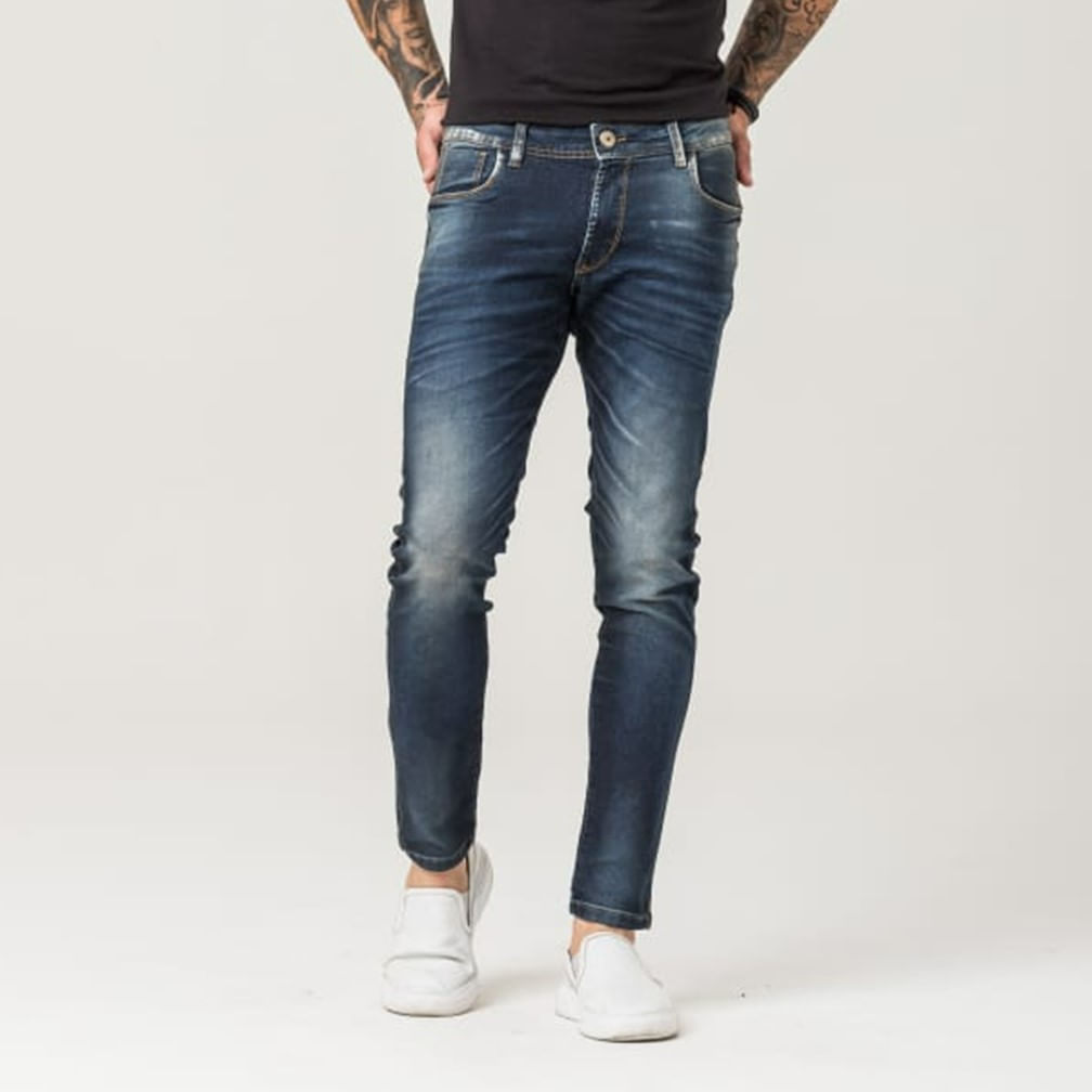 Calça Jeans Masculina Estonada Super Skinny Fit Zune