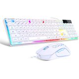 Teclado De Jogos E Mouse Combo, Teclado Iluminado Arco-íris K1 Led Com 104 Teclado De Pc Pc De Computador Chave Para Pc/laptop (branco)