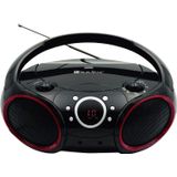 Cantando Wood Portátil Cd Player Am Fm Analog Tuning Radio Com Aux Line In, Headphone Jack, Foldable Carry Carry Handle (preto Com Um Toque De Bordas