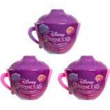 Disney Princess Mini Teacup Capsule Plush, 3-pack Set, Colecionável Mini Pelúcia, Estilos Podem Variar