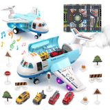 Brinquedo De Avião De Brinquedo Fofo Com Fumaça, Som E Luz, Fricton Powered Airplane Com Mini Carros Para Meninos E Meninas De 2 Anos