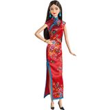 Boneca Barbie Signature De Ano Novo Lunar (morena De 12 Polegadas) | Vestindo Vestido Cheongsam De Cetim Vermelho Com Acessórios, Presente Colecionáv