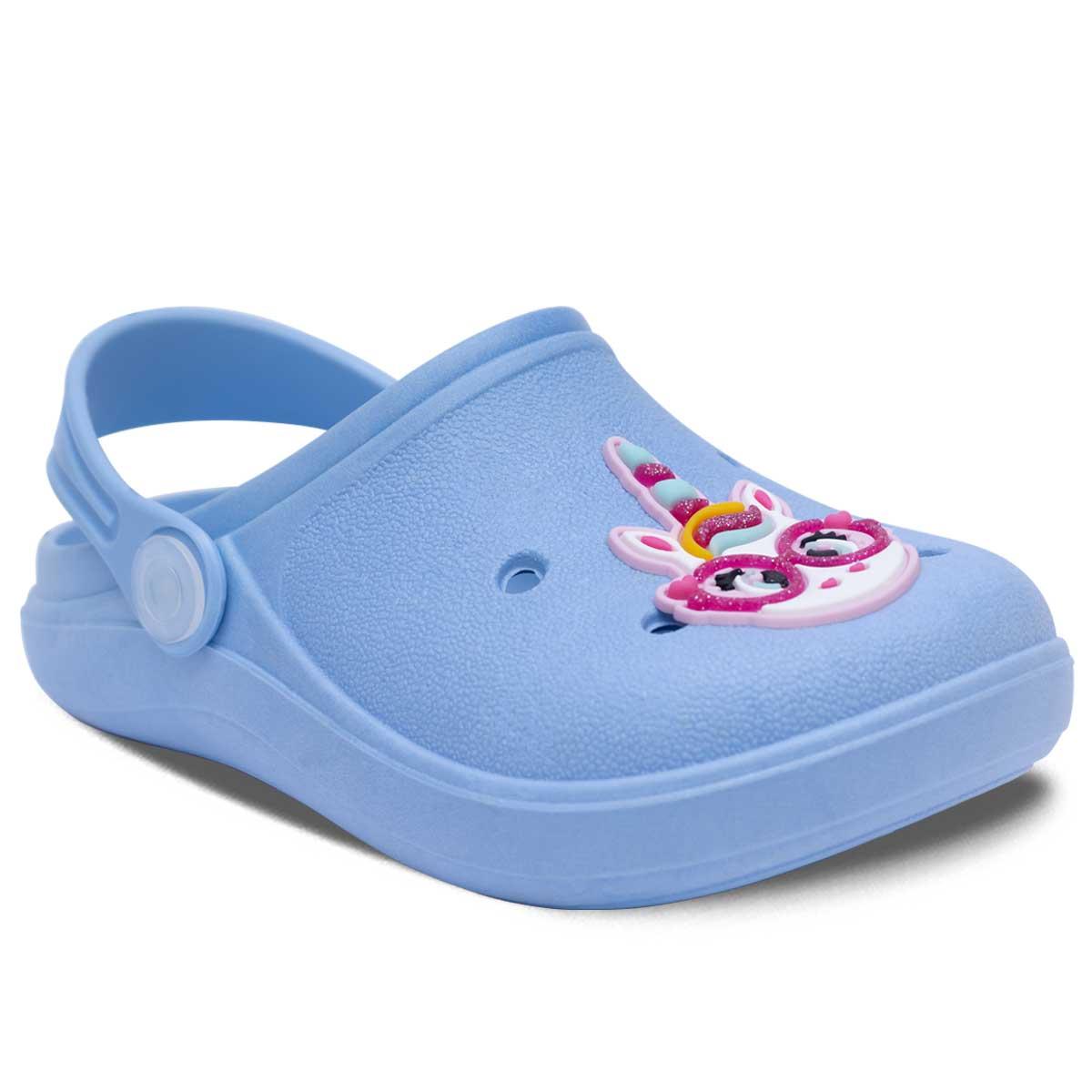 Sandalia Babuche Feminino Infantil Menina Chinelo Leve 12.31 Cor:azul,tamanho:25/26