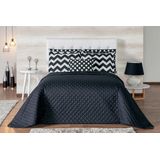 Cobre Leito Estampa Chevron Casal Queen 7 Peças  Cor Preto