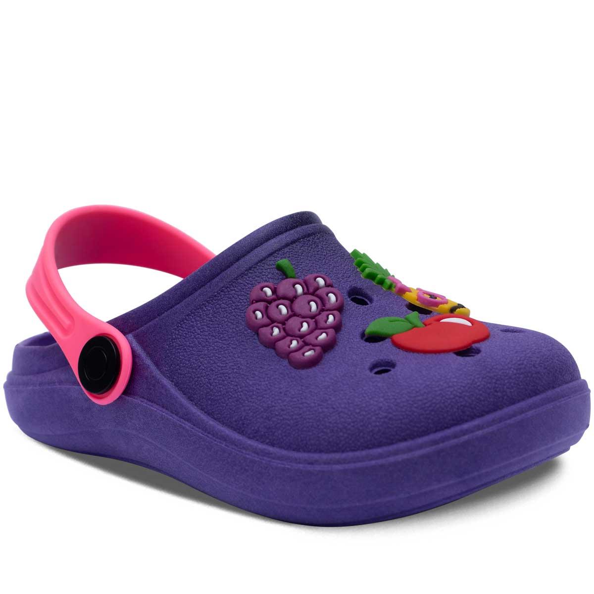 Sandalia Babuche Infantil Menina Chinelo Calce Fácil 12.19 Cor:roxo,tamanho:25/26