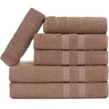 Jogo De Toalhas Gigante Itália Soft 2 Banhão + 2 Rosto + 2 Tapete Luxo 100% Algodão - Bege