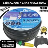 Mangueira De Jardim Flat Black Luxor 100 Mts Flex + Suporte