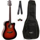 Violão Eletroacústico Crafter Hd-250 Aço Brown Burst Brilante Cutaway + Capa Correia