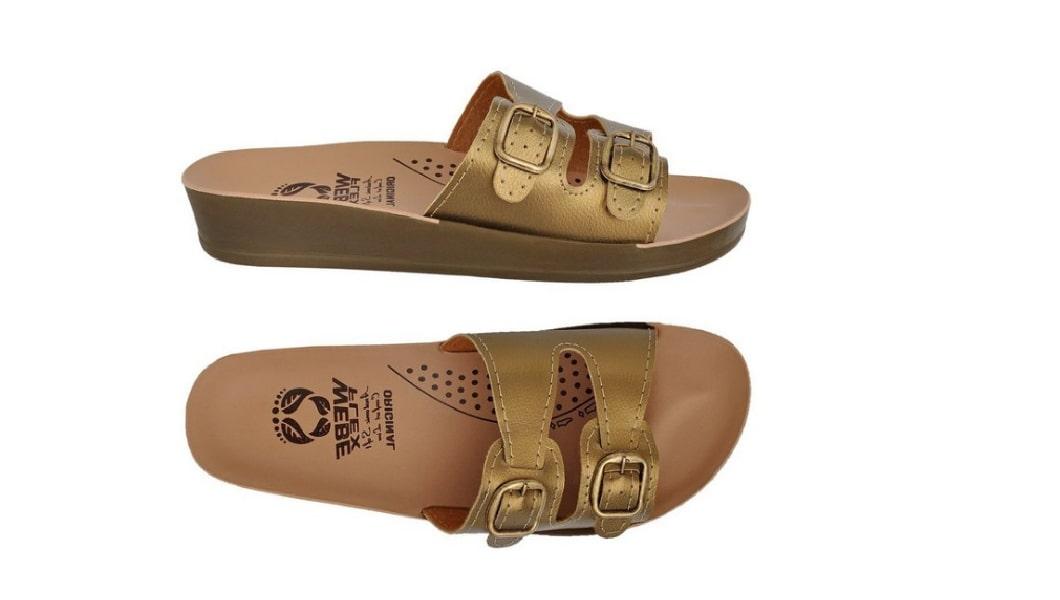 Sandália Feminina Ortopédica Com Fivela Casual Webe Flex Dourado 36