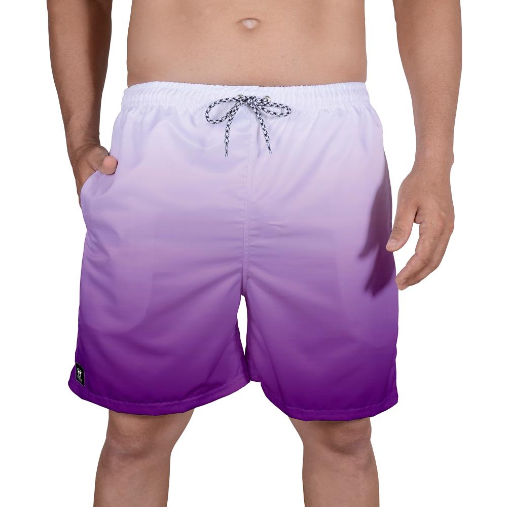 Short Praia Bermuda Tactel Estampado Degrade Roxo Cor:roxo,tamanho:m