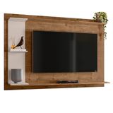 Painel Para Tv 55 Pol. Invictus Madero Canela/off White - Lukaliam Móveis