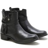 Bota Cano Curto Free Jump Feminina Zíper E Franjas Casual Preto  39