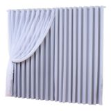 Cortina Sala Voal Com Forro Blackout Cinza Claro 3,00x2,80