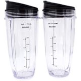 Copo De Liquidificador De Substituição Com Tampa (2 Pack) 24 Xícaras Oz Para Ninja Auto Iq Bl480 Bl482 Bl642 Nn102 Bl682 Bl450 Bl2013 Ninja Blender A