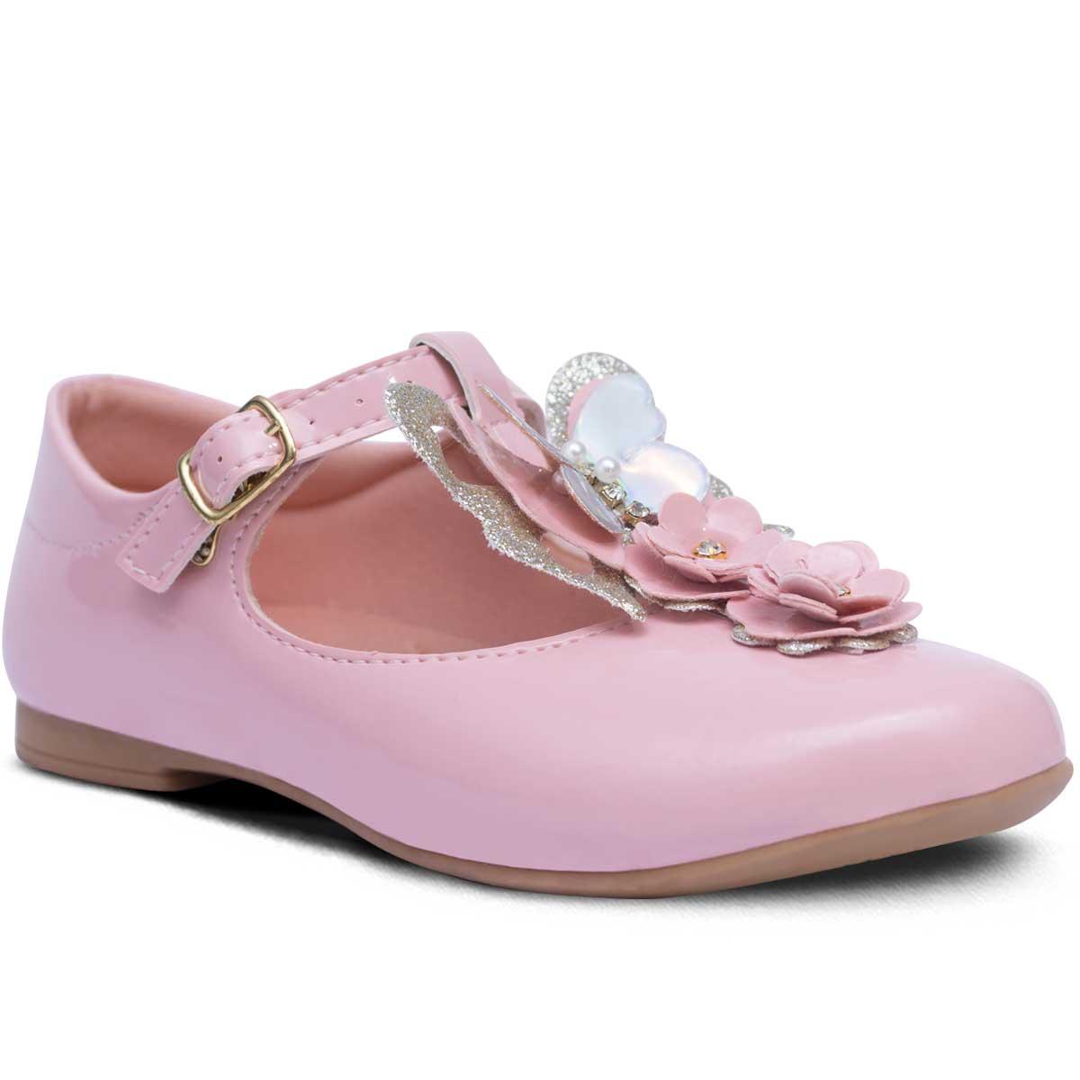 Sapato Infantil Feminino Sapatilha Salomé Moda Menina 02.17j Cor:rosa,tamanho:28