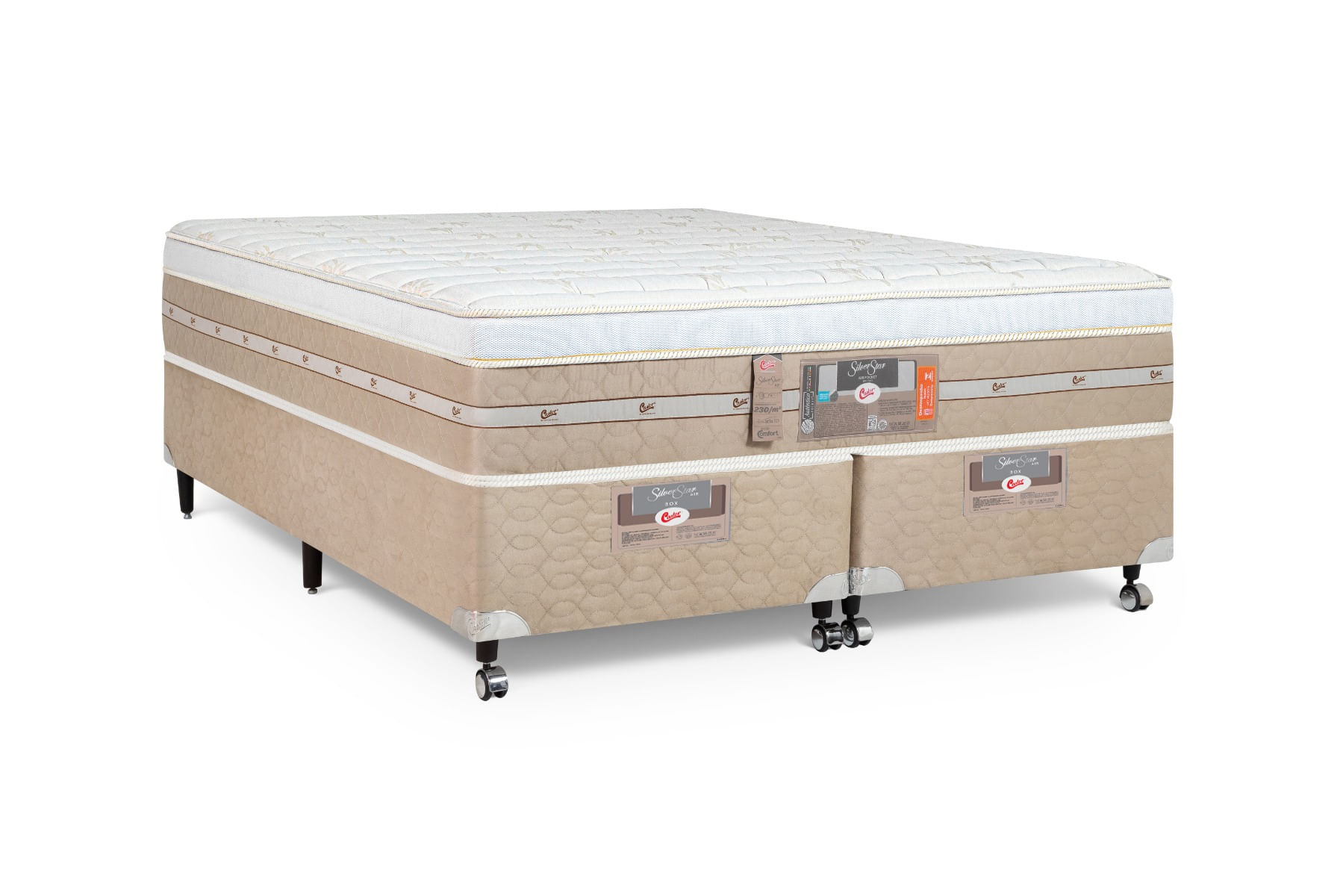 Cama Box + Colchão Castor King Silver Star Air One Face Pocket 180x200x59cm