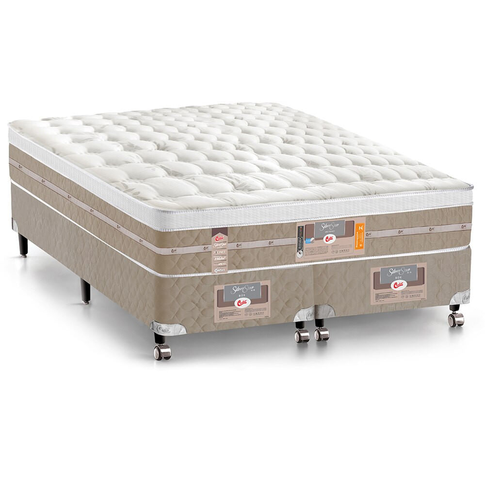 Cama Box King Size Silver Star Air Com Molas Ensacadas 71x180x200cm Castor