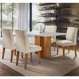 Mesa Olivia Em Mdf Com 4 Cadeiras Grecia Moderna