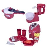 Cozinha Infantil Menino Air Fryer Vermelho Brinquedo 14peças