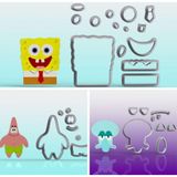 Cortador Kit Bob Esponja Patrick E Lula Molusco Tamanho 5cm