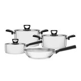 Jogo De Panelas Tramontina Baquelite Aço Inox Fundo Triplo