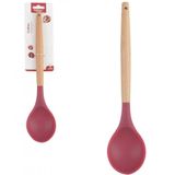 Colher De Silicone Multiuso Vermelho Cabo Madeira 32cm Well