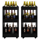 Kit 2 Adegas Multiuso Com Rodízios L03 Seul Mpozenato Preto