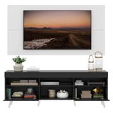 Rack Painel E Suporte Tv 65 Preto Branco Pés Retrô Branco