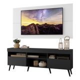 Rack Painel E Suporte Tv 65 Preto Branco Pés Retrô Preto