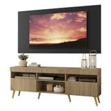 Rack Painel E Suporte Tv 65 Rustic/preto Pés Retrô Natural