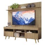 Rack Com Painel Tv 65 Rustic Com Prateleira E Pés