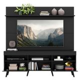 Rack Painel E Suporte Tv 65 Pés Retrô E Prateleira Preto