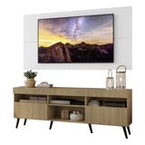 Rack Painel E Suporte Tv 65 Rustic/branco Pés Retrô Preto