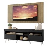 Rack Painel E Suporte Tv 65 Preto Rustic Pés Retrô Branco