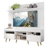 Rack Painel E Suporte Tv 65 Pés E Prateleira Branco Natural