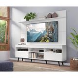 Rack Painel E Suporte Tv 65 Pés E Prateleira Branco Preto