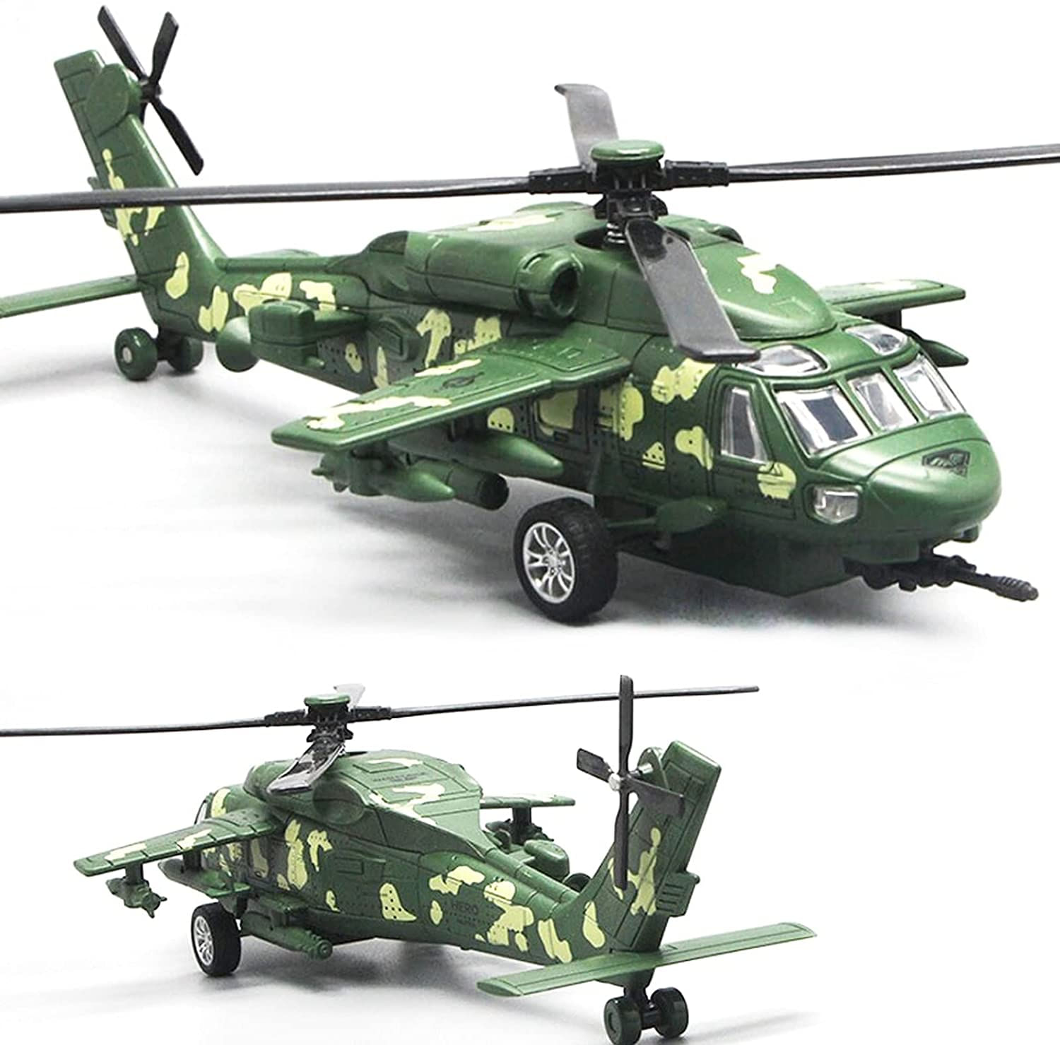 Brinquedo De Helicóptero Militar Otonopi Com Luzes E Sons, Avião De Metal Die Cast Puxar De Volta Brinquedos De Avião Do Exército Para Crianças Menin